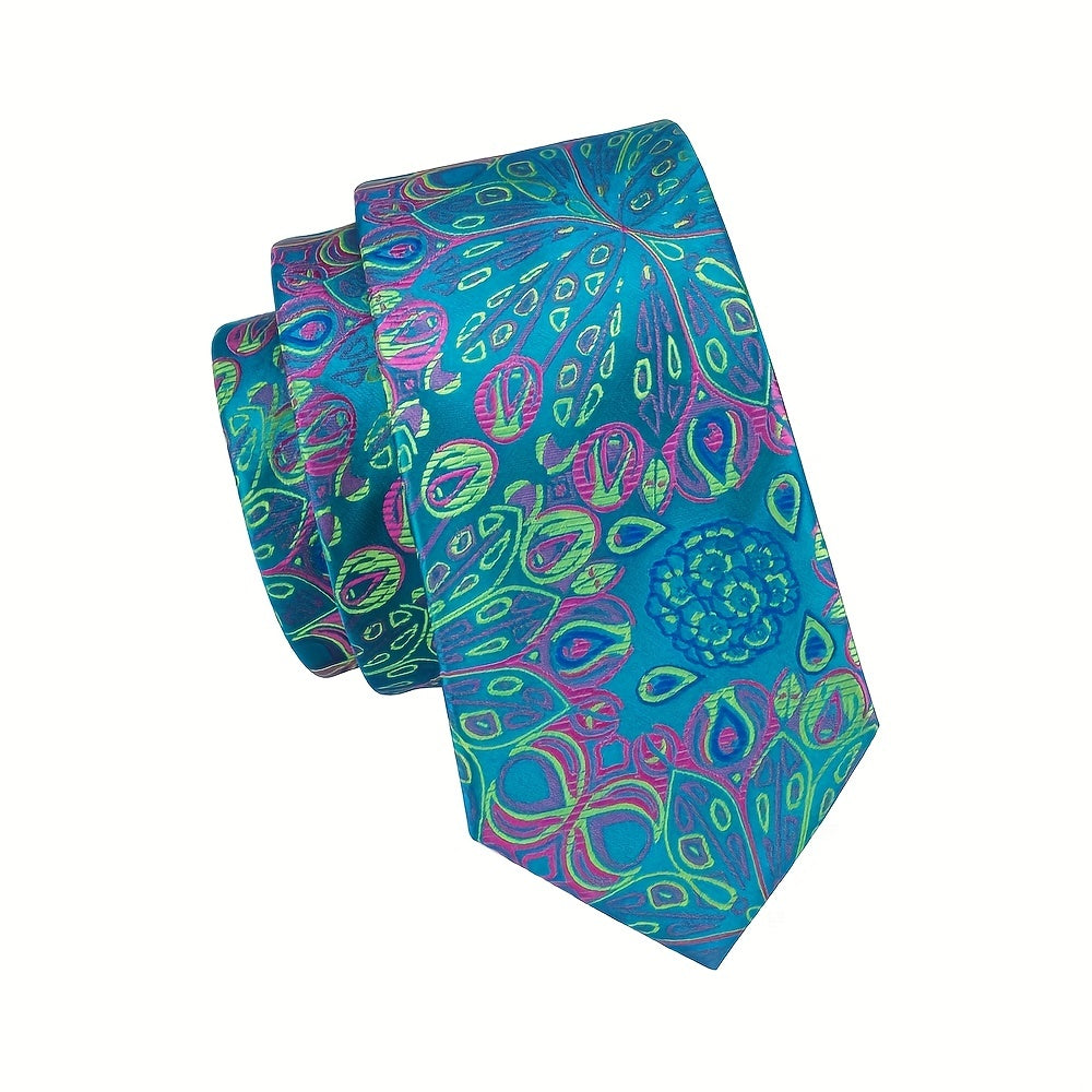 Men's Tie Floral Necktie Handkerchief Clip Set