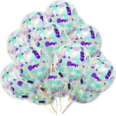 Mermaid Confetti Balloons 20pcs + 30 Clear Latex Balloons