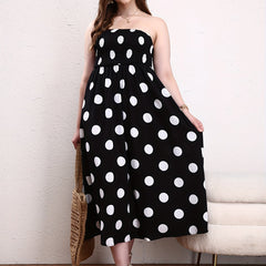 Boho Tube Dress Women's Plus Polka Dot Print Maxi Tube Dress