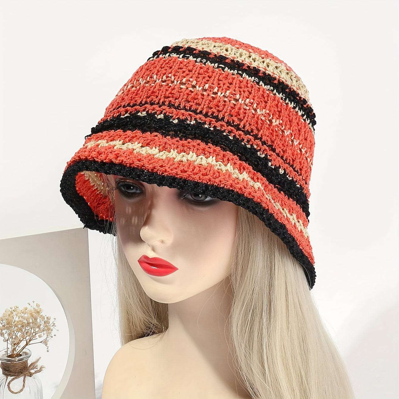 Crochet Bucket Hat Lightweight Casual Sun Hat for Women