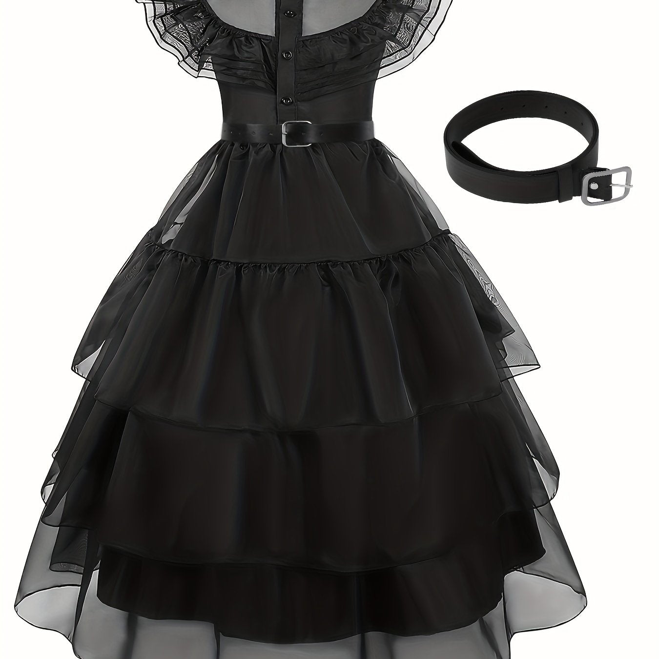 Girls Cosplay Costume Party Dress Sleeveless V neck Dress With Belt