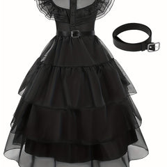 Girls Cosplay Costume Party Dress Sleeveless V neck Dress With Belt