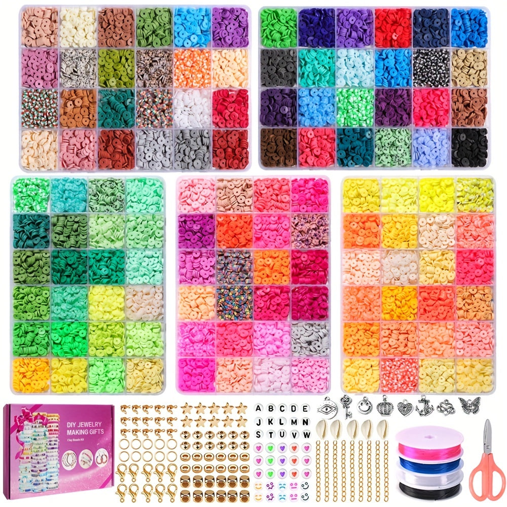 12000pcs DIY Bracelet Charm Kit 120 Colors Polymer Clay Beads for Jewelry Making