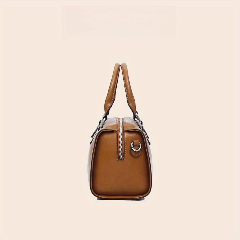 Retro Cylindrical Women's Handbag Caramel Brown