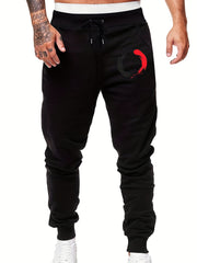 Red Print Men's Sports Trousers for Spring Summer Autumn