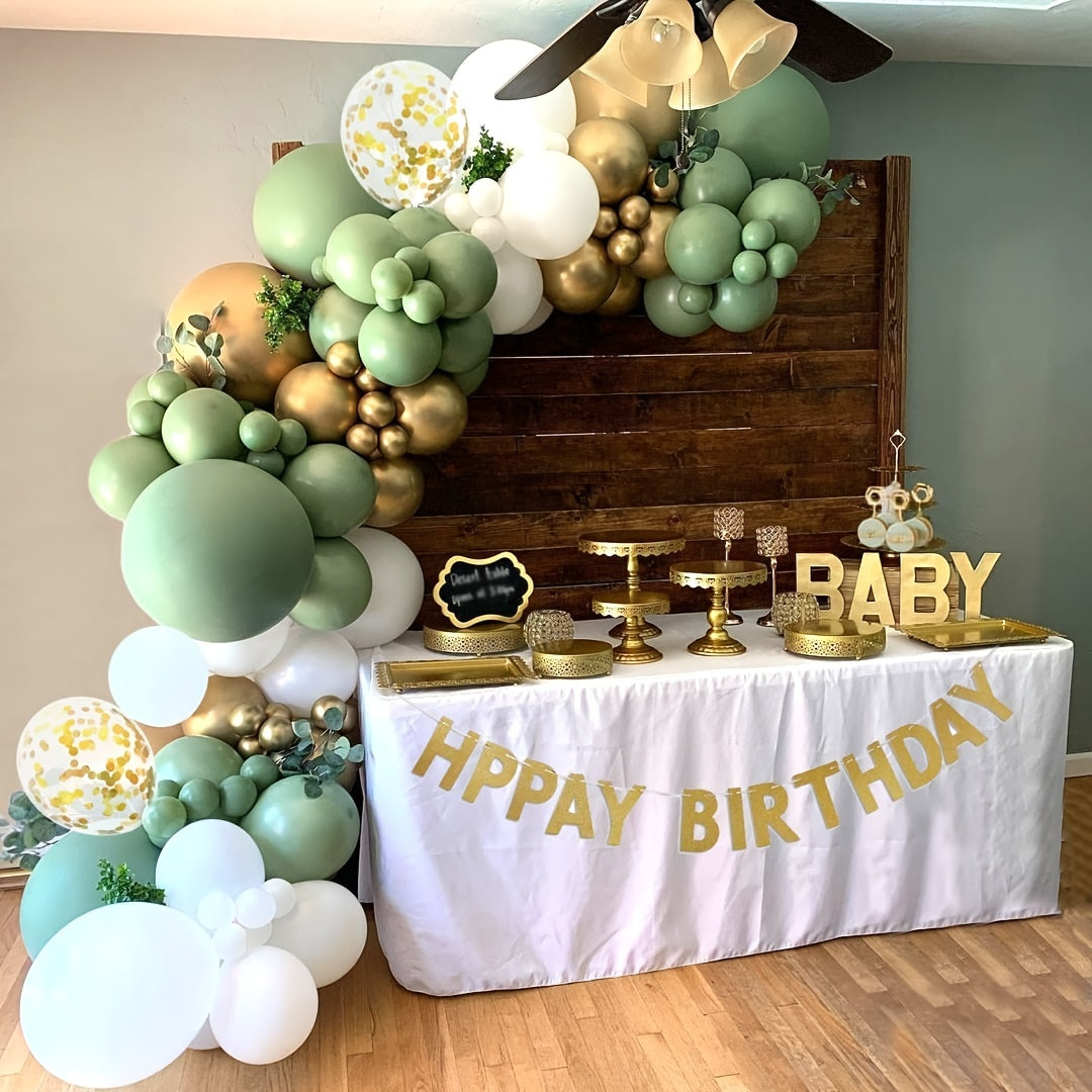 138pcs Vintage Avocado Green Balloon Wreath Arch Balloon Chain Suit