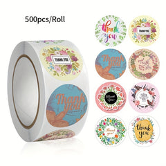 500pcs Thank You Floral Pattern Sealing Sticker Bouquet Packaging Wedding Gift