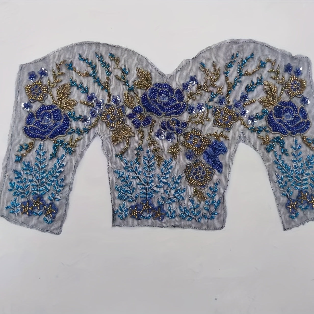 Beaded Tube Embroidered Lace Patch Applique Flower Sticker