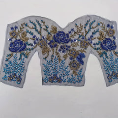 Beaded Tube Embroidered Lace Patch Applique Flower Sticker