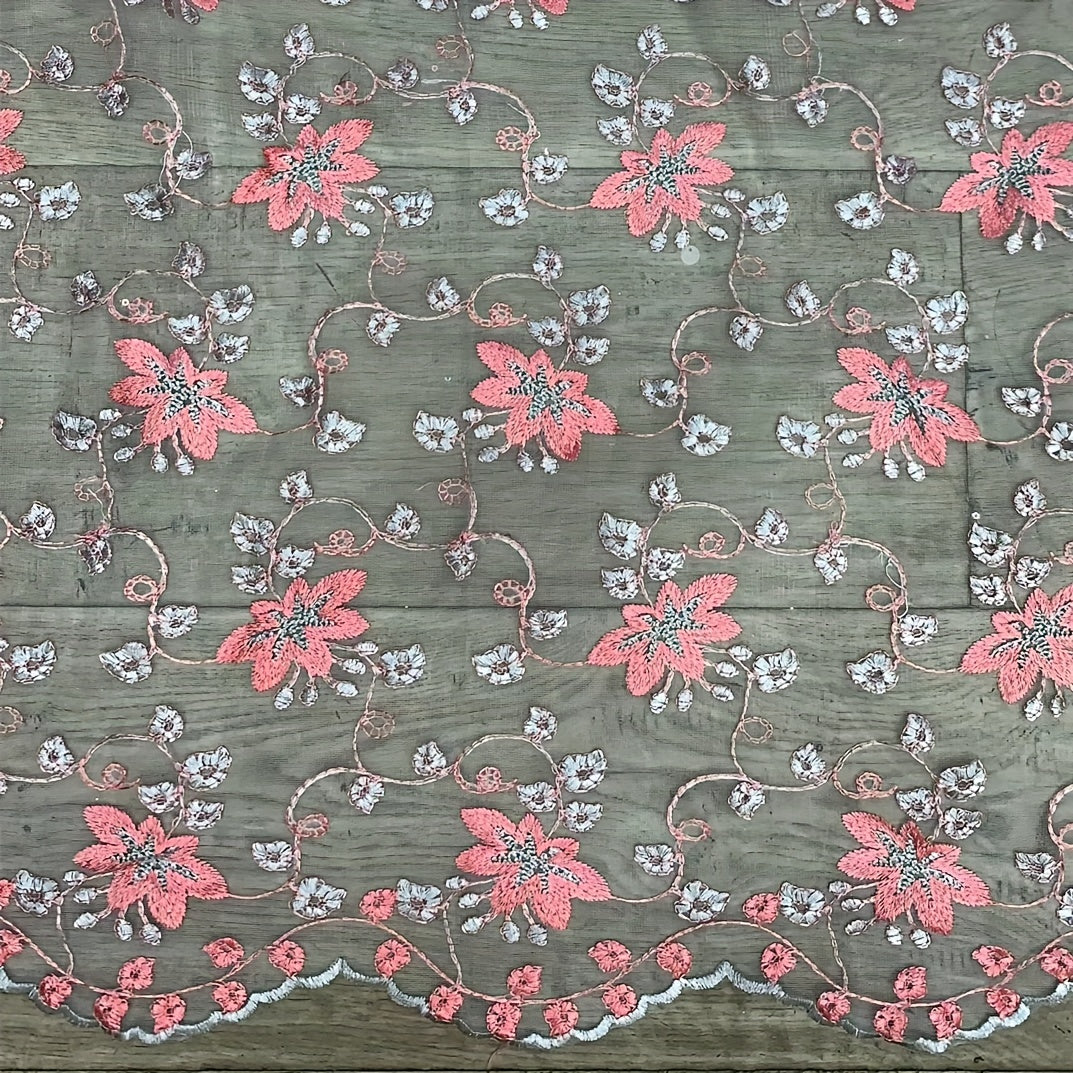 Maple Leaf Flower Embroidered Dress Lace Fabric