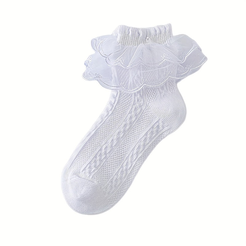 5 Pairs Girls Princess Lace Brim Socks for Dancers & All Ages