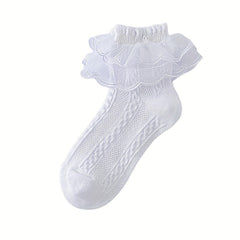 5 Pairs Girls Princess Lace Brim Socks for Dancers & All Ages