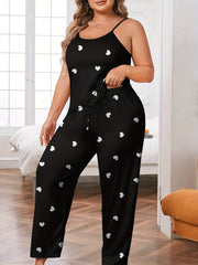 Heart Print Pajama Set for Women
