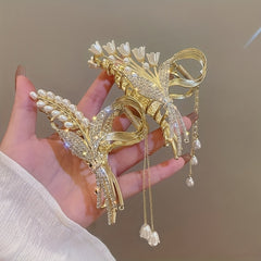 Metal Tassel Flower Rhinestone Hair Clip Girl's Hair Accessories