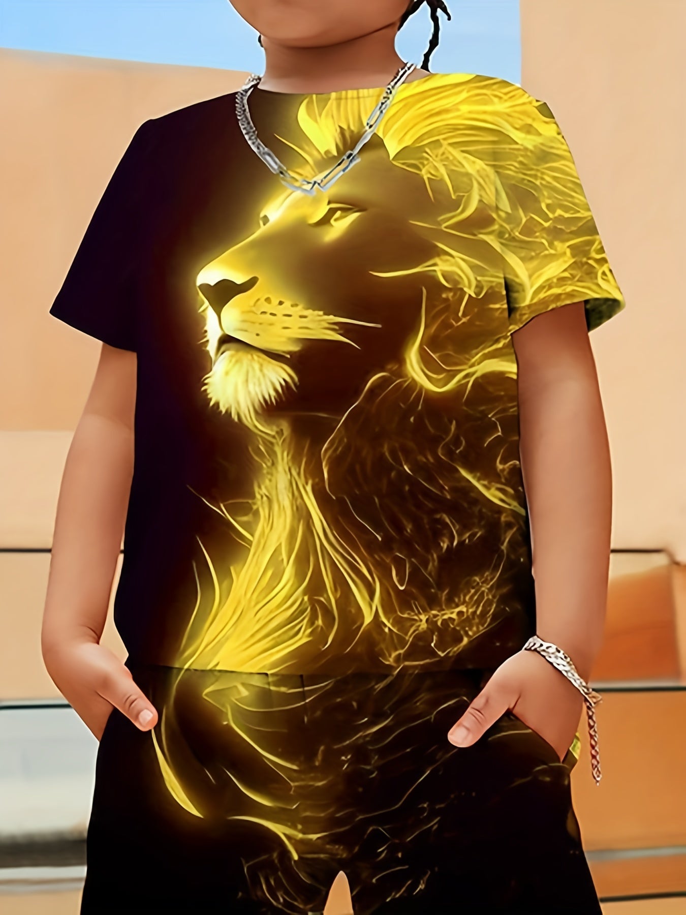 Kids Lion Graphic T Shirt for Summer Fun