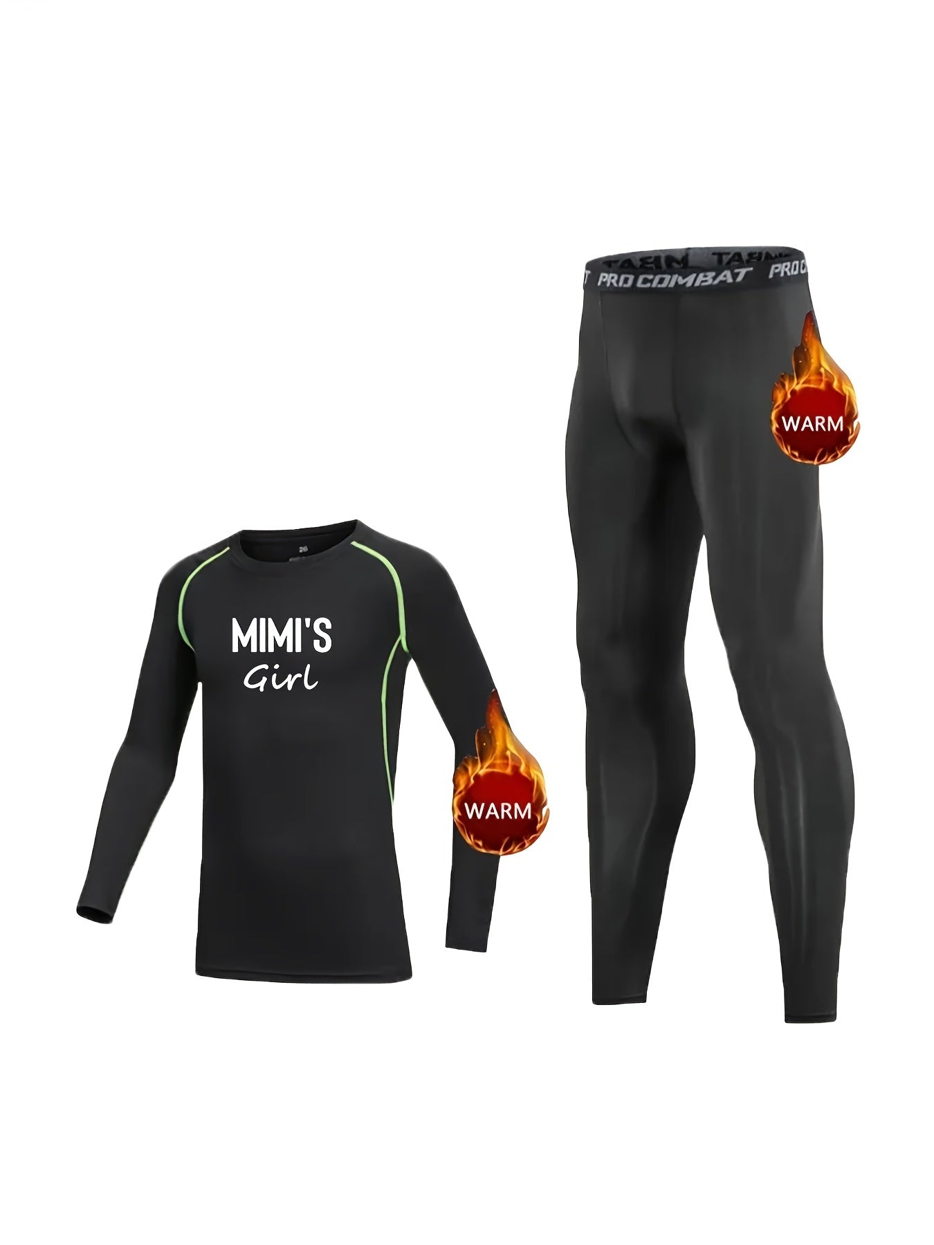 2pcs Kids Fleece Compression Sets Letter Print Crew Neck Pullover Matching Pants