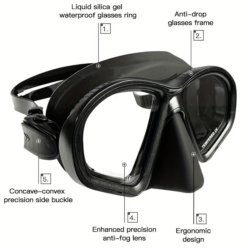 Tempered Glass Diving Mask with Storage Box Waterproof Anti Fog Goggles