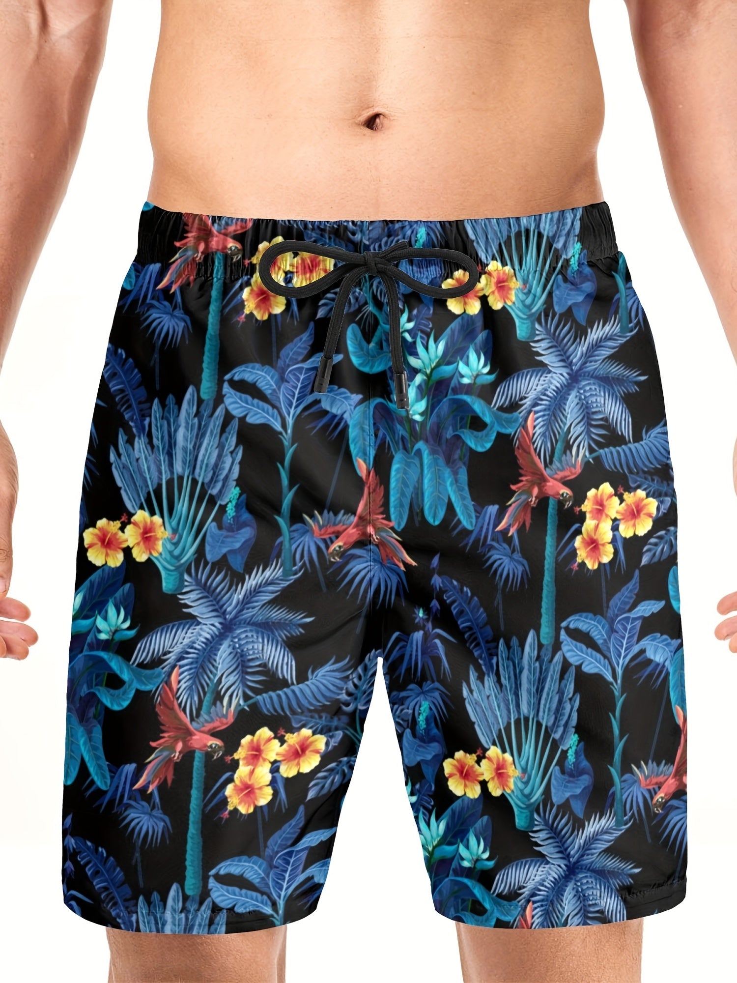 Tropical Forest Birds and Plants Shorts with Pockets