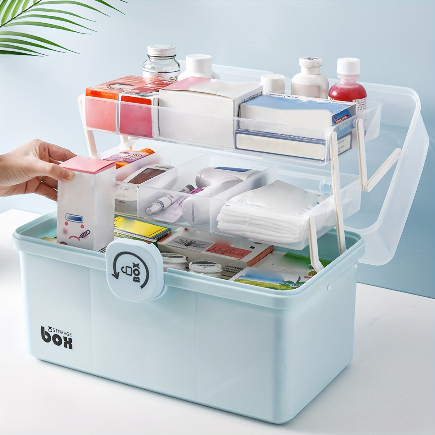 3-Layer Medicine Storage Box with Handle & Lid Large Durable Plastic Basket