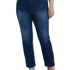 Washed High Rise Straight Leg Jeans