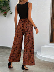Dalmatian Print Wide Leg Jumpsuit Boho Sleeveless Jumpsuit