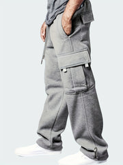 Men's Straight Leg Fleece Cargo Pants for Winter