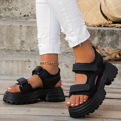 Women's Solid Heighten Sports Sandals Hook & Loop Fastener Slippers