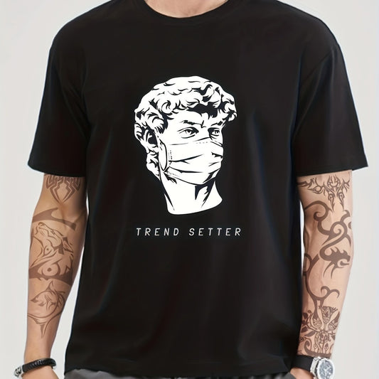 Cotton David Mask Print Men's Graphic Tee Casual Comfy Tshirt