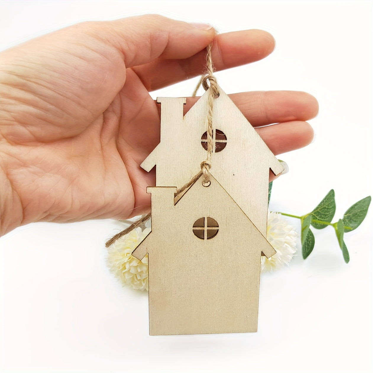 10pcs Wooden House Cutout Ornaments for Wedding Birthday Christmas