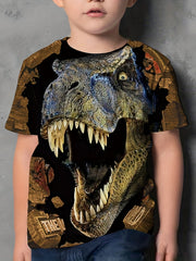 Kids Dinosaur Graphic T-shirt Short Sleeves Crew Neck