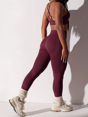 Criss Cross Sports Bra & High Waist Leggings Set