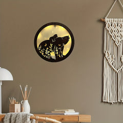 Children's Room Decoration Wall Clock LED Creative Lamp Retro Wooden Sign