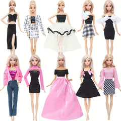 5pcs 11.5in Girl Doll Outfit Set Princess Dresses Skirts Casual Wear
