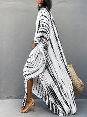 Tie Dye Cover Up Dress V Neck Loose Fit Beachwear Caftan