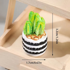 4pcs Resin Cactus Green Plants Statue Micro Landscape Decoration Handicraft