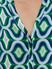 Geometric Print Long Sleeve Blouse