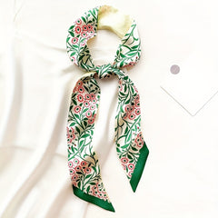 Colorful Flower Birds Skinny Scarf Printed Neckerchief Hair Ribbon