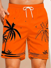 Mesh Lining Palm Tree Swim Trunks 2 Pockets Men's Swimwear