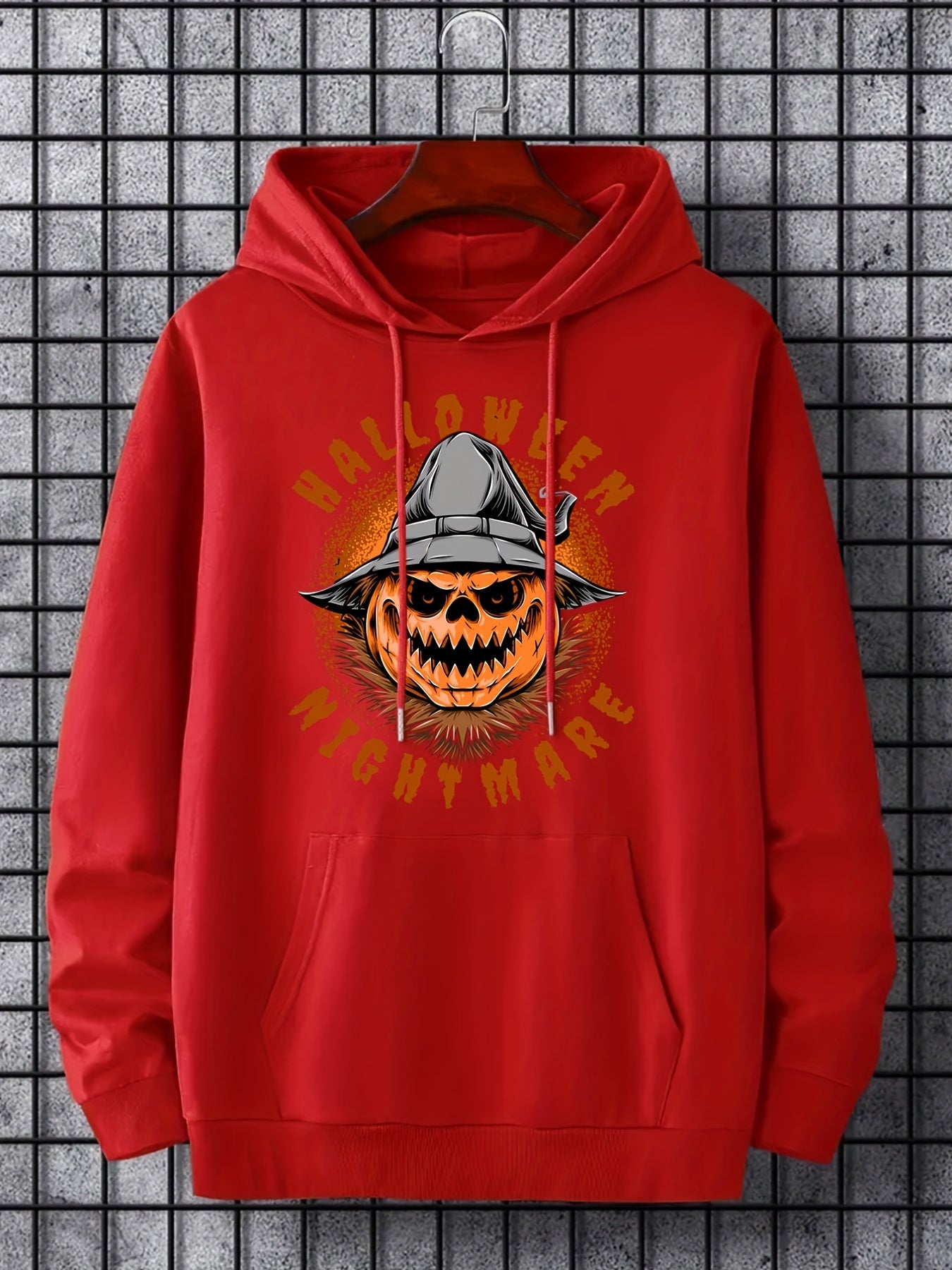 Men's Cartoon Pumpkin Graphic Hoodie Halloween Style