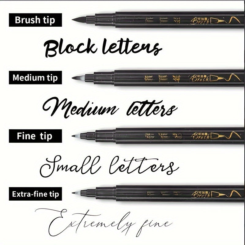 4pcs Hand Lettering Pens Set Waterproof Brush Markers for Calligraphy & Art