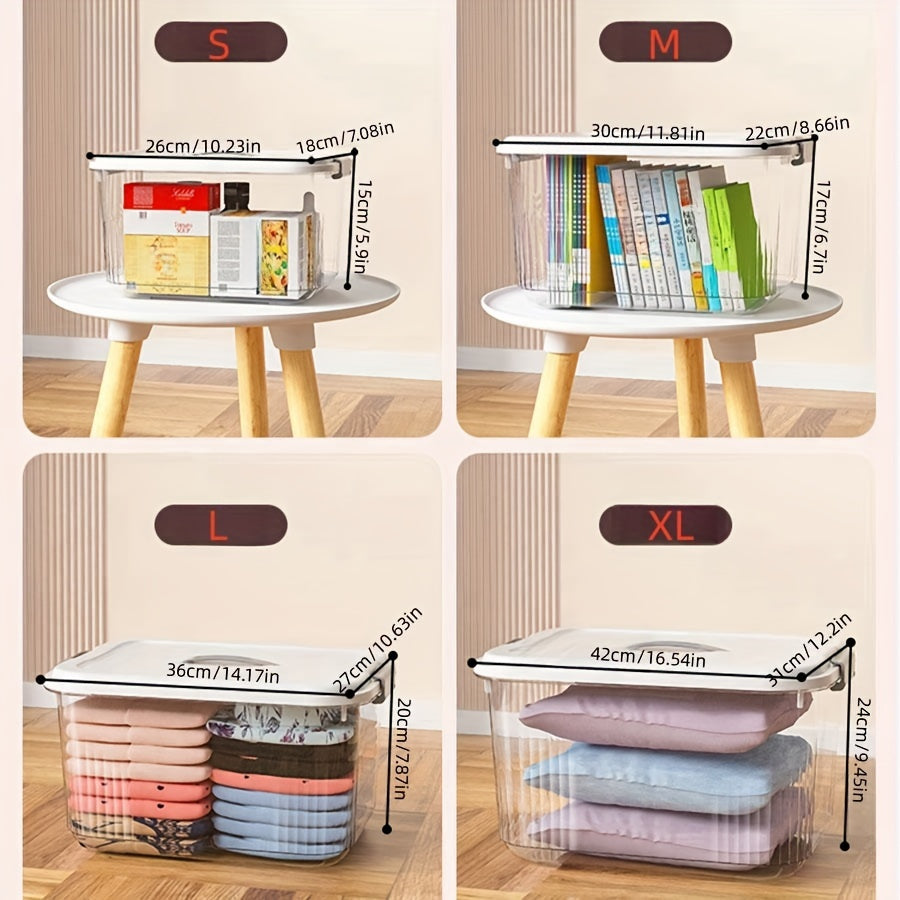 1pc Transparent Storage Box with Lid Home Organization and Storage