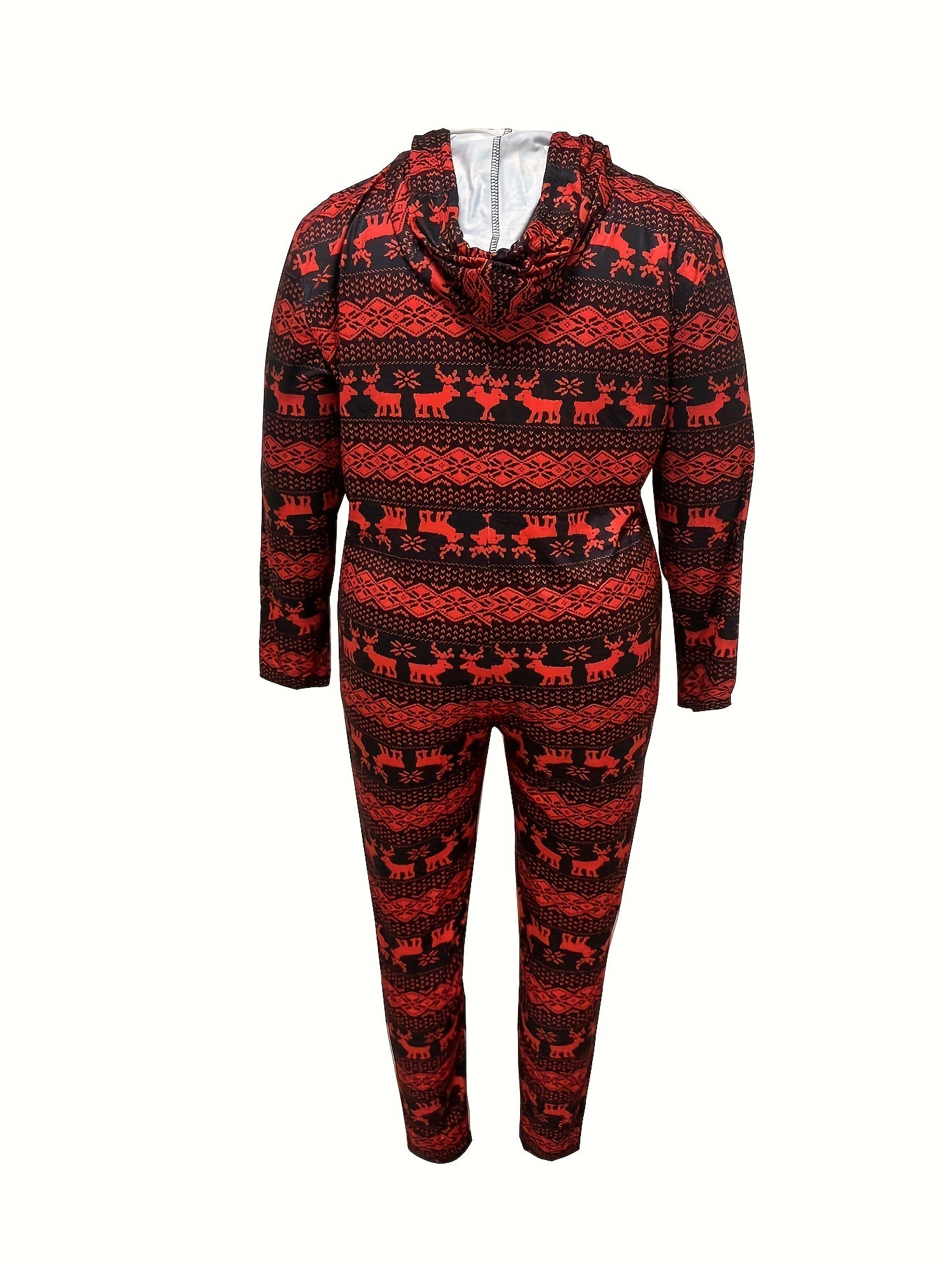 Christmas Lounge Jumpsuit Women's Plus Elk Striped Pajamas
