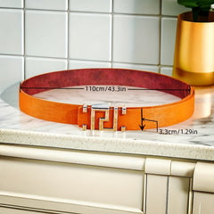 Geometry Letter Alloy Button down Casual Denim Leather Belt For Men