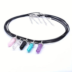 40pcs Chakra Crystal Pendant Necklace Set Hexagonal Bullet Shape Quartz Stones