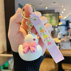 Cartoon Duck Keychain Pendant with Silicone Strap