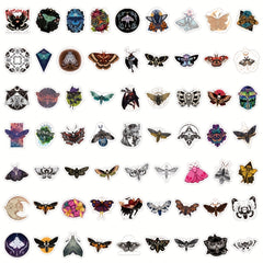 60pcs Ghost Moth Insect Stickers Waterproof Halloween Stickers
