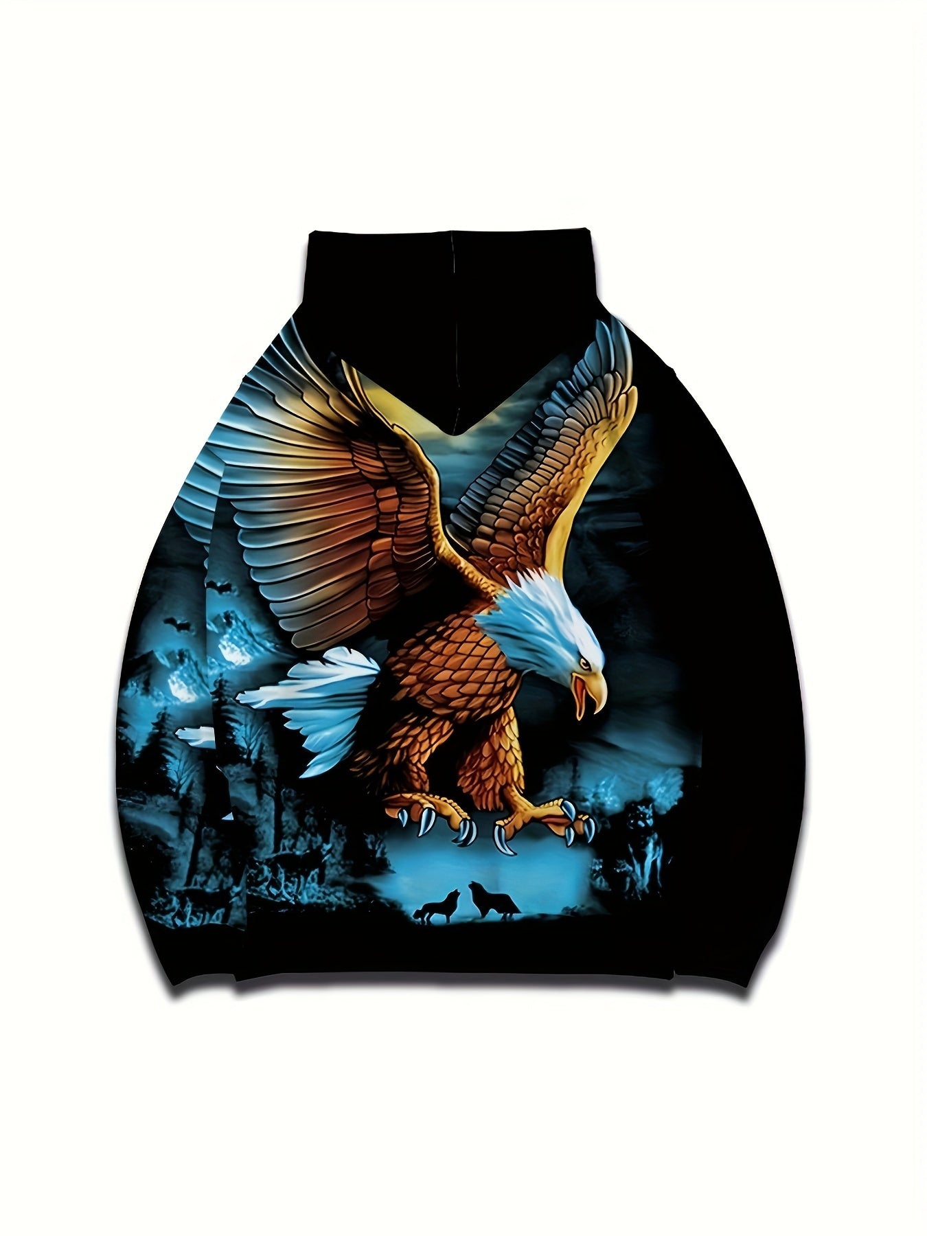 Eagle 3D Print Hoodie Comfy Loose Hooded Pullover Mens Clothing