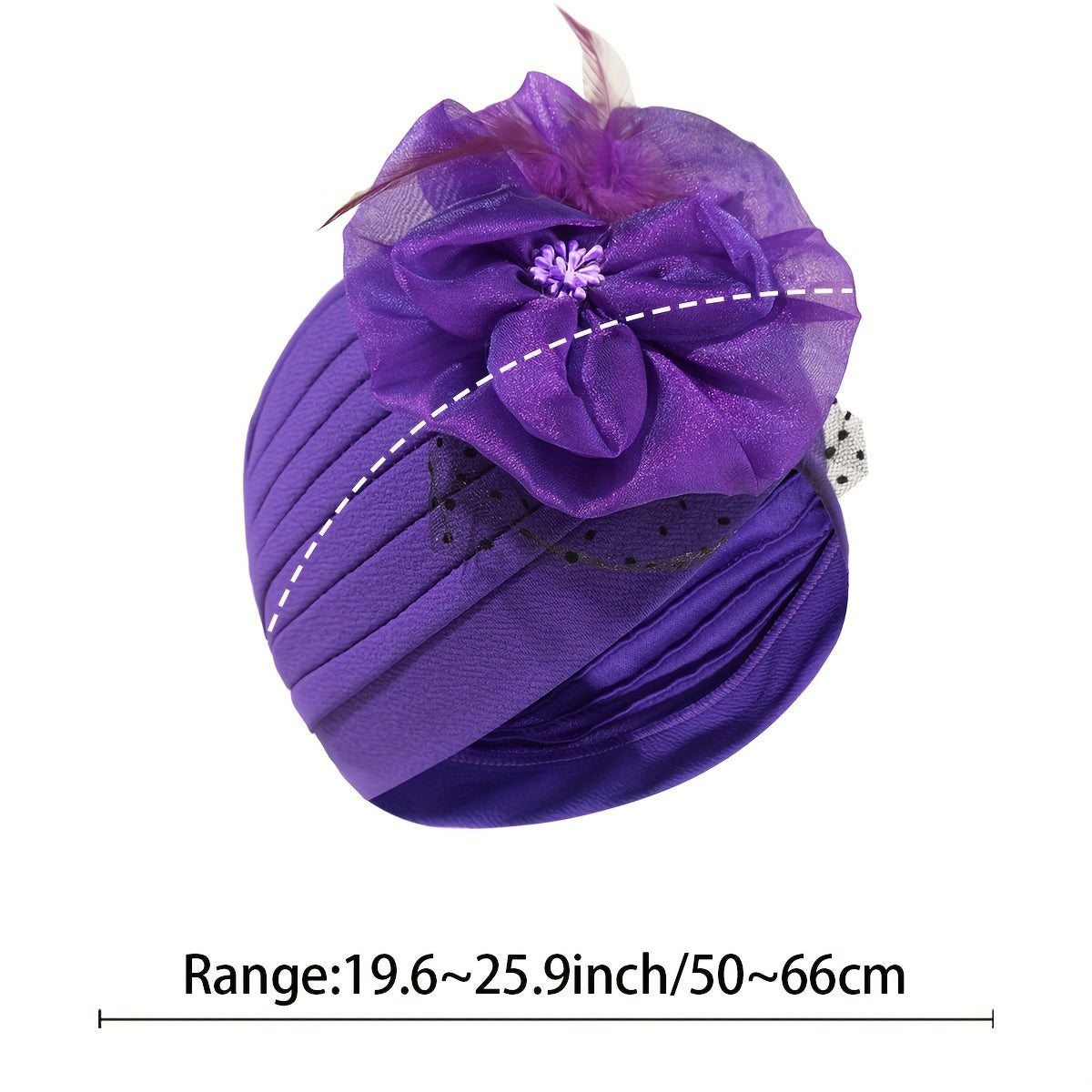 Mesh Flower Decor Turban Hijab Cap Head Scarf Ramadan Head Wrap