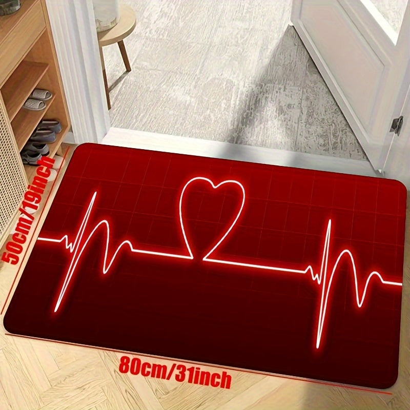 Heartbeat Picture Pattern Rug Decorative Floor Mat Machine Washable Car