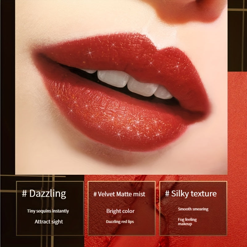 Glitter Matte Lip Stain: Long Lasting Waterproof Liquid Lipstick & Gloss